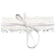 Wide PU Leather Lace Bowknot Cinch Waist Corset Belt PU Leather Lace Boho White