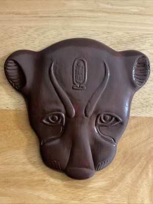 Egyptian Leopard Clay Sculpture Wall Mask Goddess Sekhmet Lioness MUSEUM REPRO