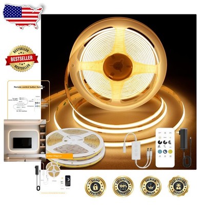 High CRI 2700K Warm White COB LED Strip Light 32.8ft Dimmable Smart Control