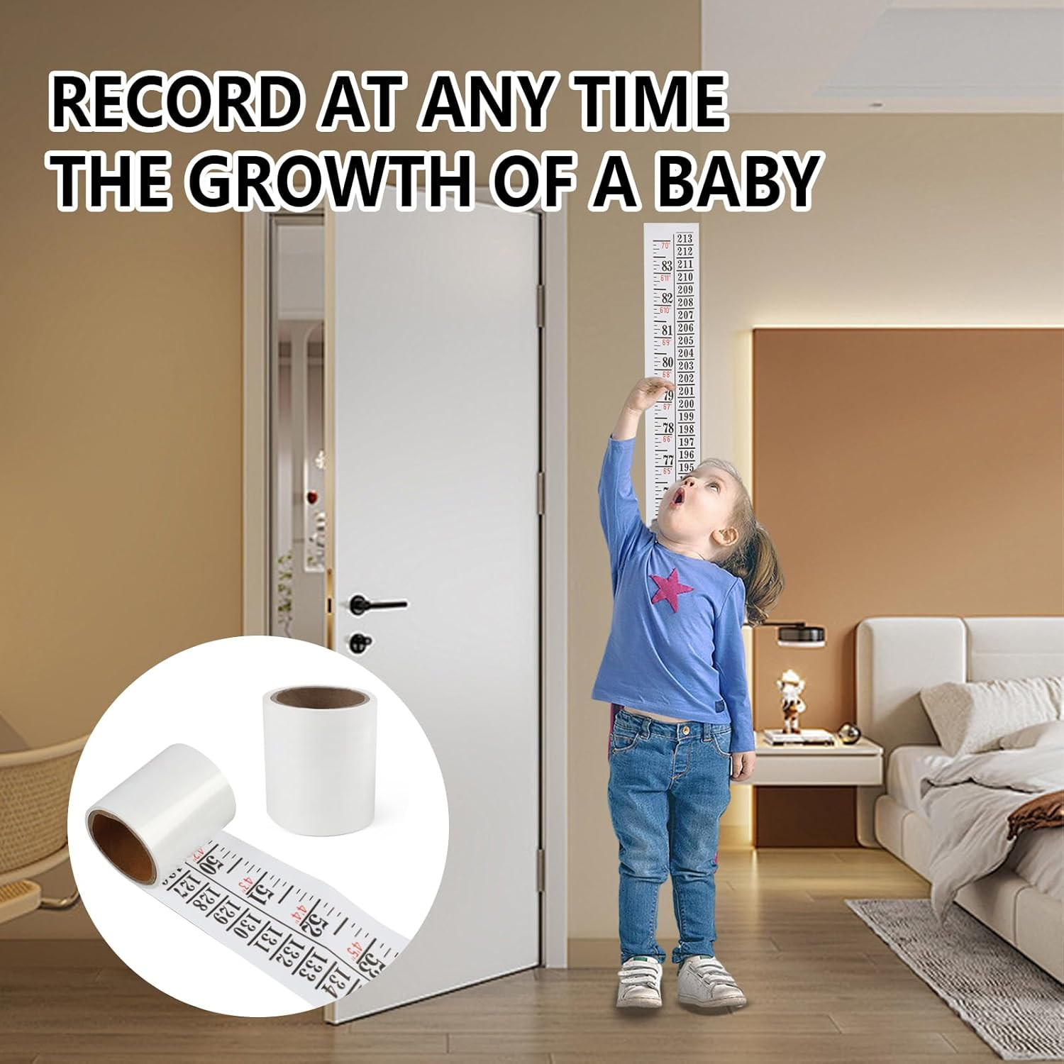 Height Measurement Chart for Kids - 2PCS Adhesive Wall Ruler for Growth Tracking