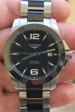 Longines Conquest Automatico 300M Quadrante Nero Acciaio e Ceramica Nera Uomo 41mm