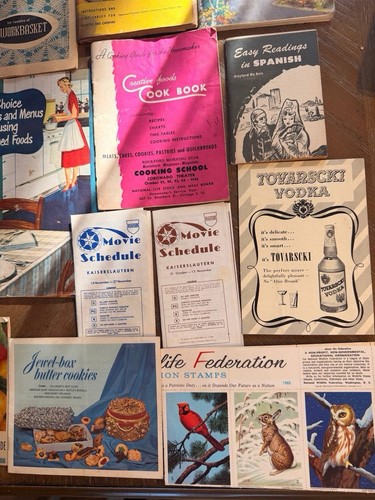 Vintage Homemaking Cookbook Ephemera Lot Canning Needlework Recipes 1940s-60s
