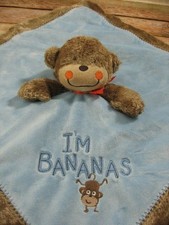 Carters Monkey Security Blanket LOVEY Satin Im Bananas Blue Brown