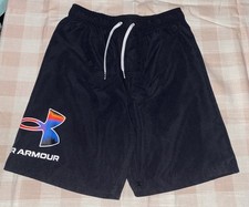 Under Armour Boys Printed Logo Core Volley Shorts Black Sz 14/16 NWT
