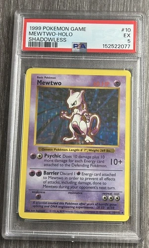 Pokemon TCG Mewtwo 10/102 Base Set Shadowless Holo PSA 5