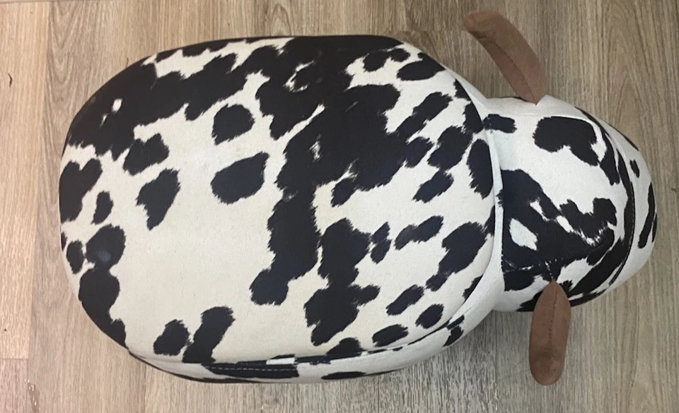 Taburete de vaca de cuerno largo otomana para niños Decoración del hogar 17" de altura Blanco Negro Foto 2 de 4