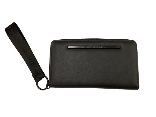 Steve Madden Zip Around Wallet Black Wristlet Clutch with Wrist Strap GUC - Picture 1 of 4