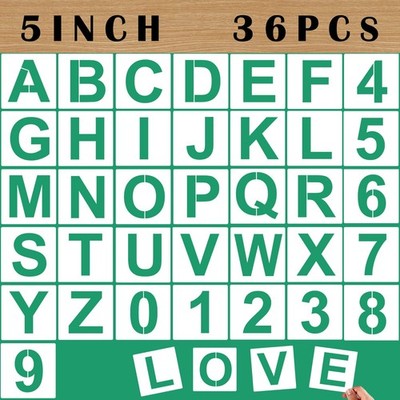 36 Pcs 5'' Large Letter & Number Stencils, Alphabet Art Craft 5 inch 