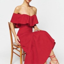 Reformation Baela Red Linen Dress NWT Size 0