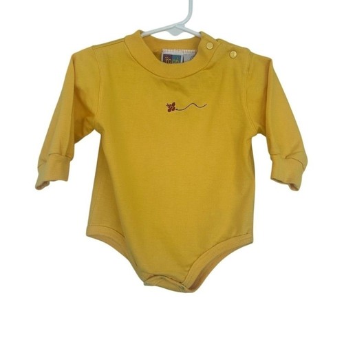 VTG Y2K Disney Pooh 100 Acre Collection Yellow Long Sleeve Romper Bee Embroidery