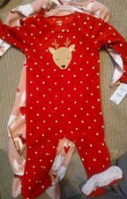 NWT child of mine made by carter's 2 Pair Girls Christmas One Piece PJs Size 2T
