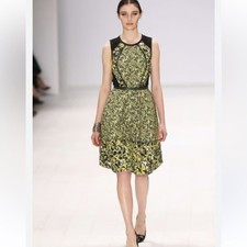 NWT Oscar de la Renta Yellow and Black Midi Dress size6