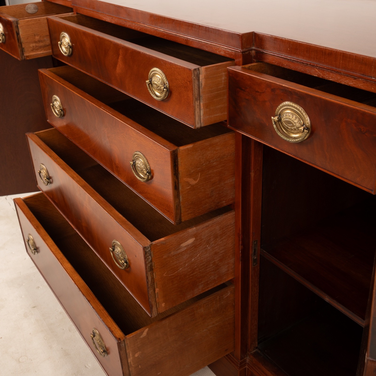 Baker Furniture Historic Charleston 4-Door Buffet; Mahogany Veneers & Inlay