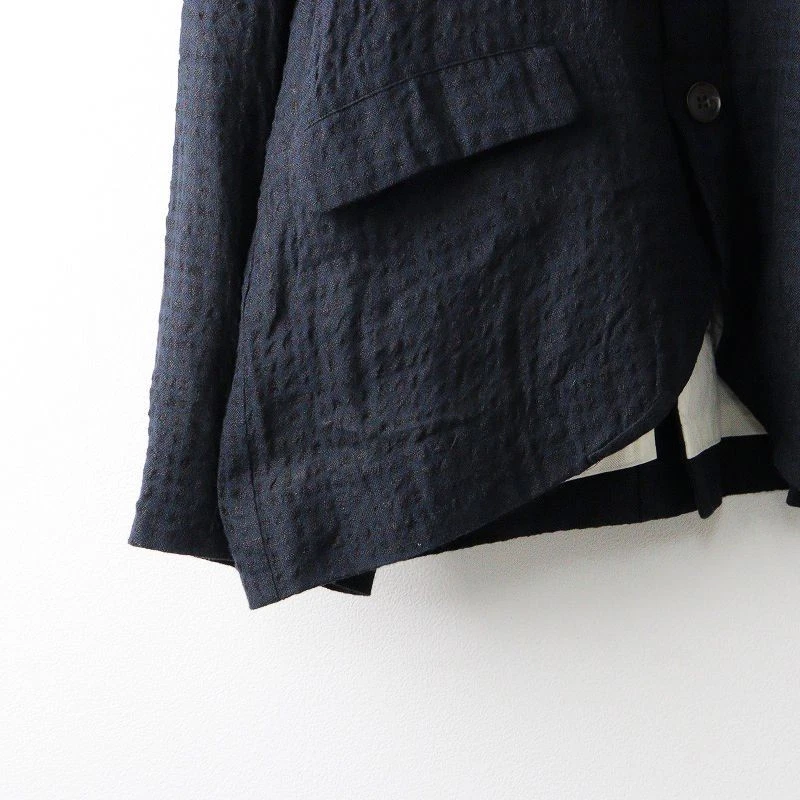 ICHI Antiquites Lino Algodón Chaqueta a Medida Sombra Gingham Check Exc - Imagen 4 de 4