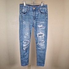 American Eagle High Rise Jegging Crop Ripped Distressed Skinny Jeans 4