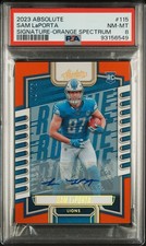 2023 Panini Absolute Sam LaPorta Signature Orange Spectrum /75 PSA 8
