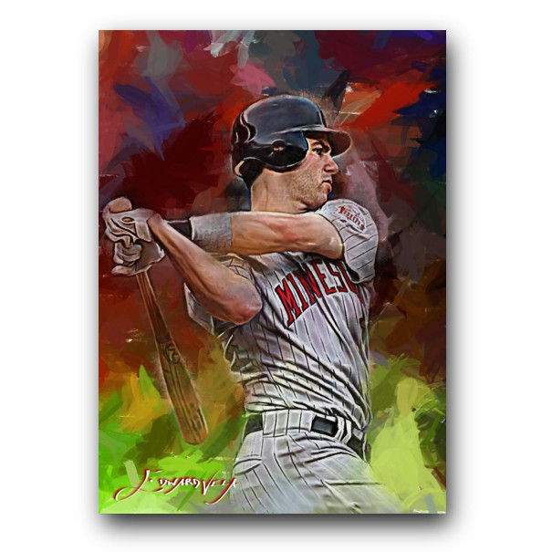 Joe Mauer #6 Art Card Limited 32/50 Edward Vela Signed (Minnesota Twins)