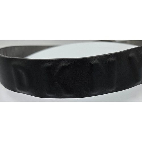 DKNY Black Faux Leather Belt Embossed Logo Gunmetal Buckle  Womens Medium