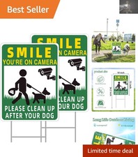 2-Pack Clean Up After Your Dog Signs - 13"x10" Double-Sided Metal Stakes