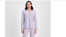 Charter Club Women's Cotton Printed Button-Front Pajama Top Size M 4261