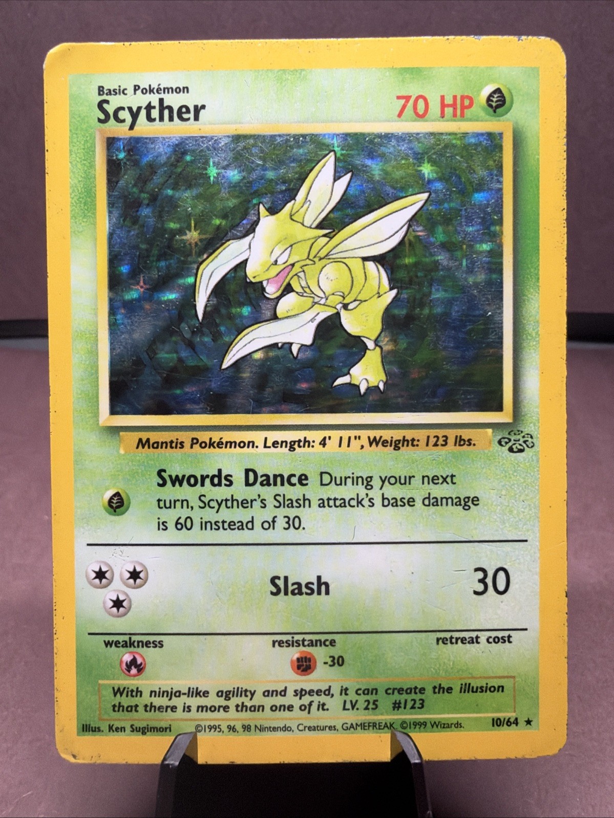 Pokemon TCG Scyther 10/64 Jungle Set Holo Rare VTG WOTC 1999 MP-