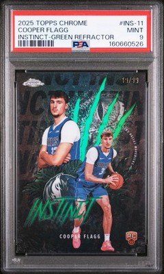 2025 Topps Chrome COOPER FLAGG Instinct Green Refractor /99 RC PSA 9
