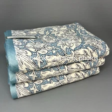 William Morris & Co Velour Set of 3 BATH Towels BACHELORS BUTTON ~ FRENCH BLUE