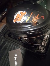 Fanatics Luke Hughes Signed Black Mini Helmet