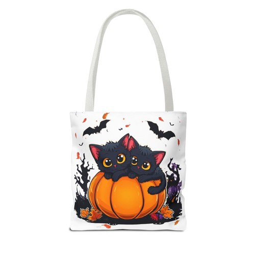 Cute Black Cat Halloween Tote Bag Pumpkin Cat Lovers Fall Gift - Picture 11 of 41