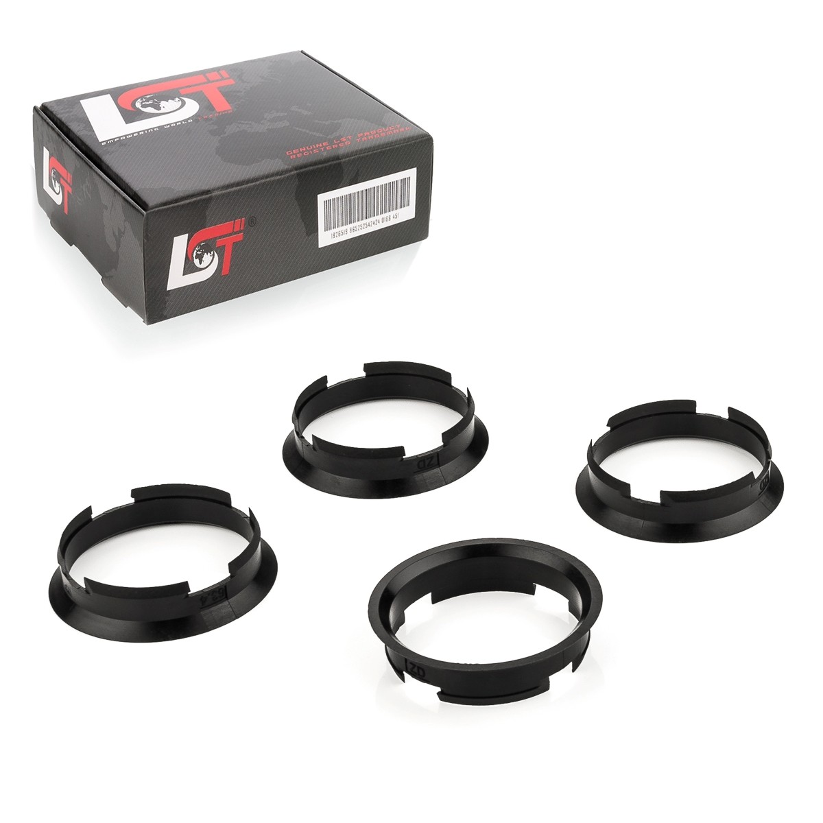4x Distance Rings Centering Black Alloy Wheels Ø 63,4 MM - Ø 60,1 for Kia