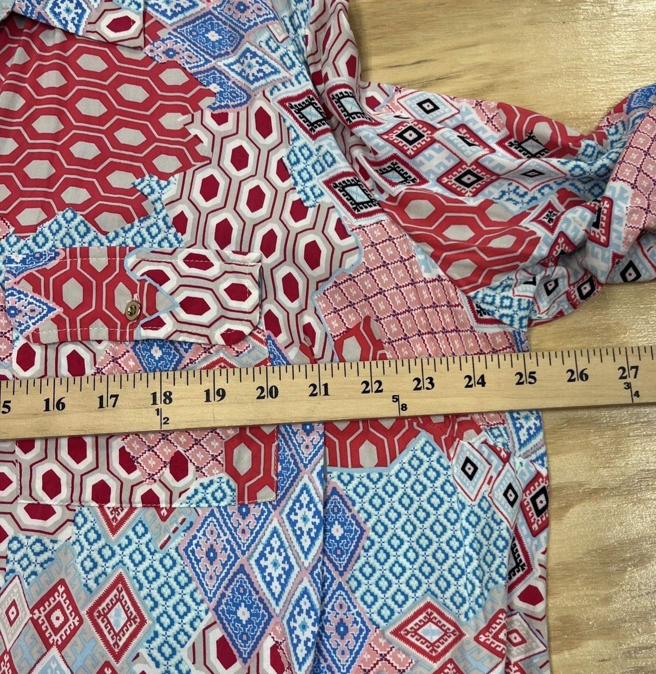 TALBOTS Patchwork Button Down Top Colorful Artsy … - image 9