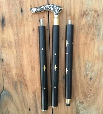 Antique Brass Victorian Handle Wooden Vintage Style Walking Stick Cane Designer