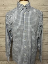 Charles Tyrwhitt Dress Shirt Mens 17 35 Blue Check Slim Fit Non Iron Cotton