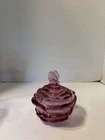 FENTON DUSTY ROSE COVERED DISH W/BUTTERFLY FINIAL