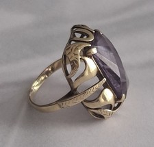 Vintage 14K Gold 585 Damen Ring Cocktailring mit Amethyst - 6,7 g - Gr. 51