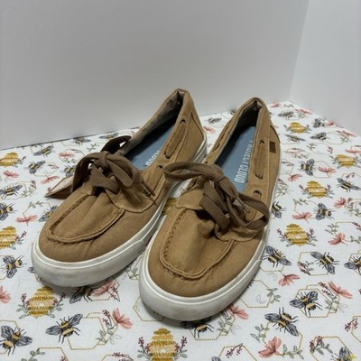 Project Cloud Seasalt Men's Beige Canvas Lace-Up Boat Shoes US 11