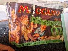 Meccano Vintage Bulk Parts Lot w/ Clockwork Motor & Instructions, Tin 1955