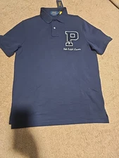 Polo Ralph Lauren Mens Letterman P Patch Mesh Polo Shirt Navy Medium NWT 