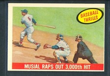 1959 Topps #470 BASEBALL THRILLS Stan Musial Raps Out 3000th Hit ~ EX-MT