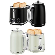 HOMCOM Wasserkocher Toaster Set 1,7L Edelstahl Wasserkocher 2 Scheiben Toaster