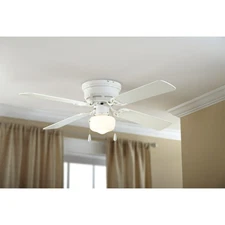Mainstays 42" Hugger Metal Indoor Ceiling Fan with Light,White,4 Blades,LED Bulb
