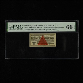 1939 44 Germania Campi di Prigione di Guerra 1 Reichspfennig PMG 66 EPQ Gemma UNC