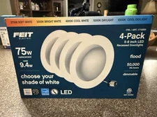 Feit Electric 5-6 inch Led Recessed Dimmable Downlights Multiple Shades 4pk NEW