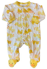 Vintage Carters Baby Sleeper 9 Months Cotton Boy Girl Romper Yellow Duck 1 Piece