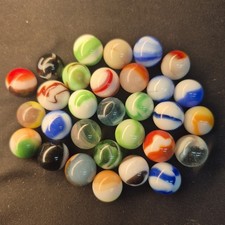 Lot 30 Vintage Marbles Glass Akro Vitro Peltier Marble King Swirl Patch VG USA