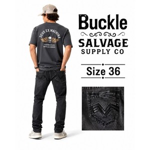 Buckle Salvage Supply Co Black Washed Slim Straight Jeans Size 36 