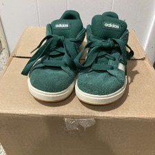 adidas Kids' Grand Court 00s Shoes in collegiate green and cloud white. 13 1/2