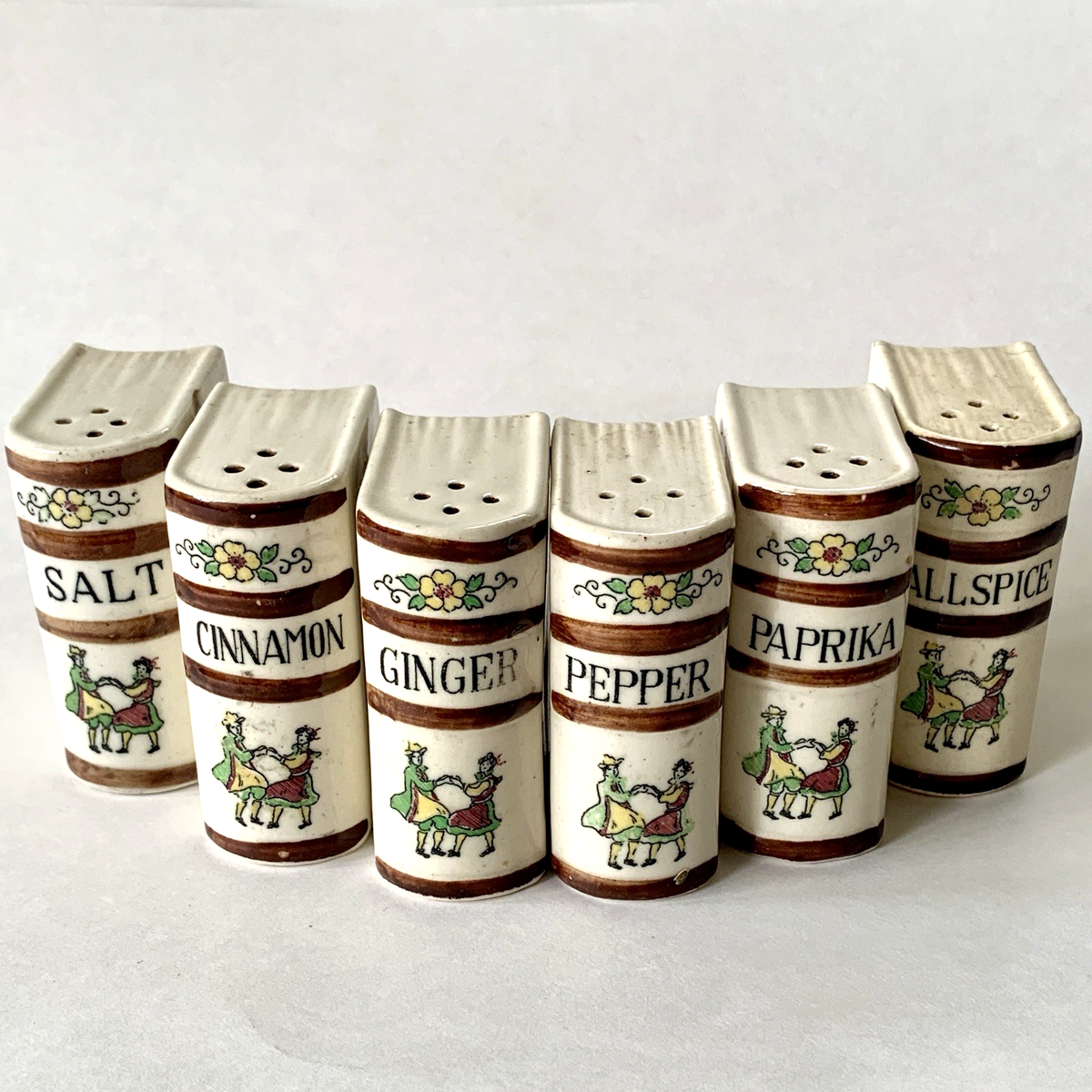 Vintage Spice Jars Book Shaped Shakers Dancing Couple 1950's Japan