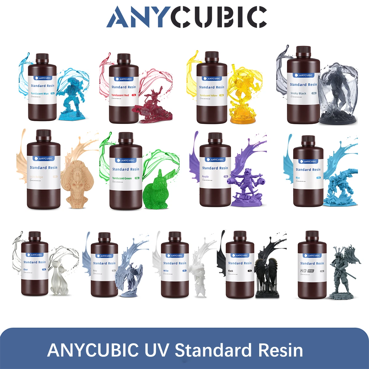 10KG ANYCUBIC Standard/Plant-Based/Water-Wash/High Speed/ABS-Like Pro/DLP Resin 