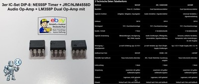Sets: NE555P Timer, JRC 4558D Audio Op-Amp & LM358P Dual Op-Amp | DIP-8